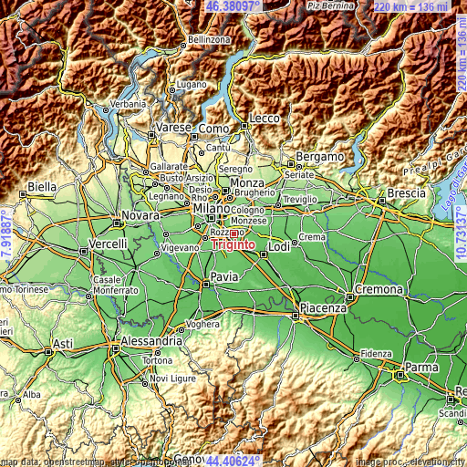 Topographic map of Triginto