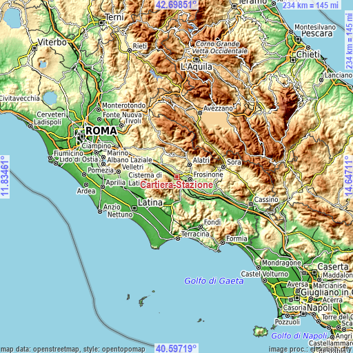 Topographic map of Cartiera-Stazione