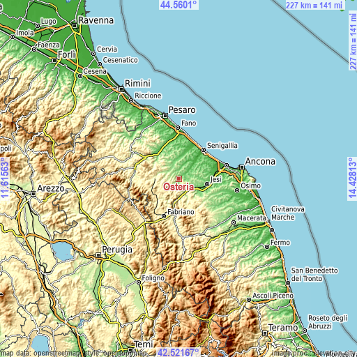 Topographic map of Osteria