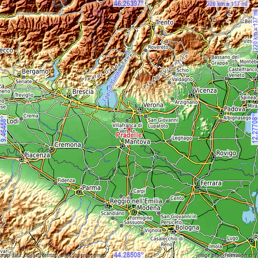 Topographic map of Pradelle