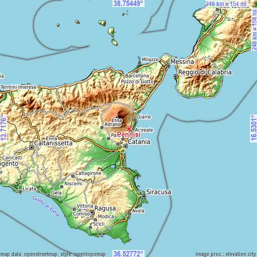 Topographic map of Pennisi