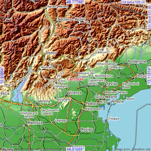 Topographic map of Campese