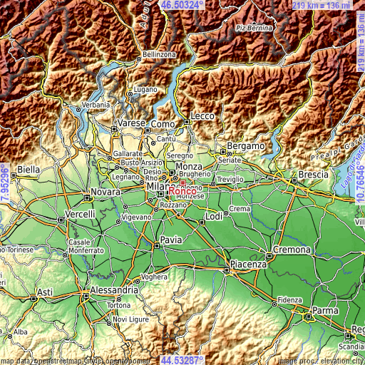 Topographic map of Ronco