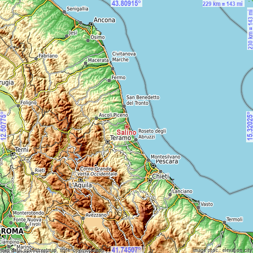 Topographic map of Salino