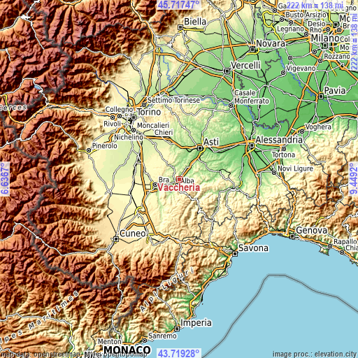 Topographic map of Vaccheria