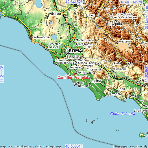 Topographic map of Camilleri-Vallelata