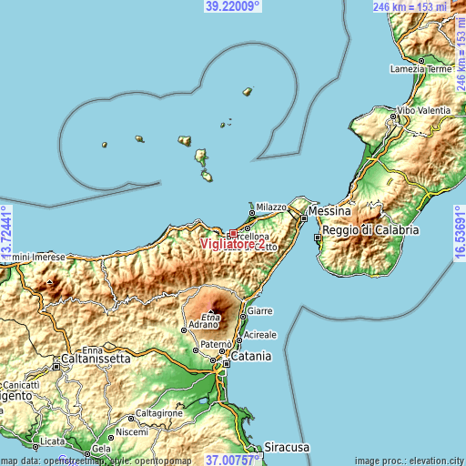 Topographic map of Vigliatore 2