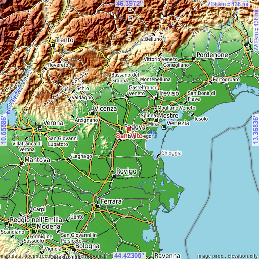 Topographic map of San Vito