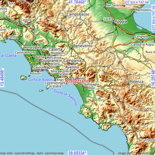 Topographic map of Prepezzano