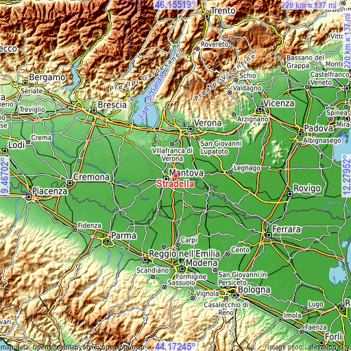 Topographic map of Stradella