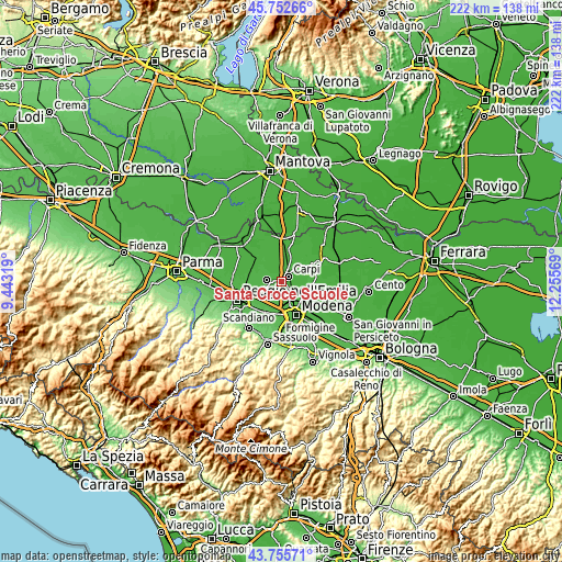 Topographic map of Santa Croce Scuole