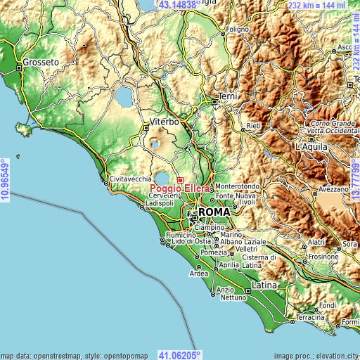 Topographic map of Poggio Ellera