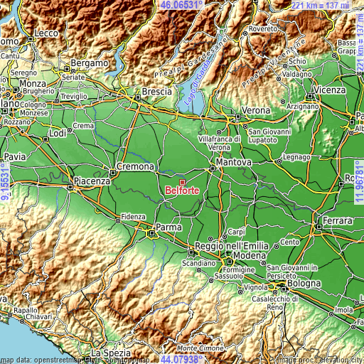 Topographic map of Belforte