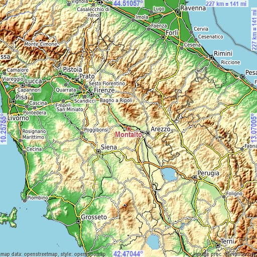 Topographic map of Montalto