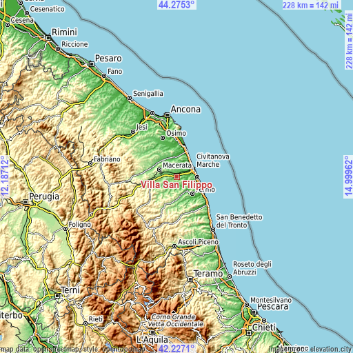 Topographic map of Villa San Filippo