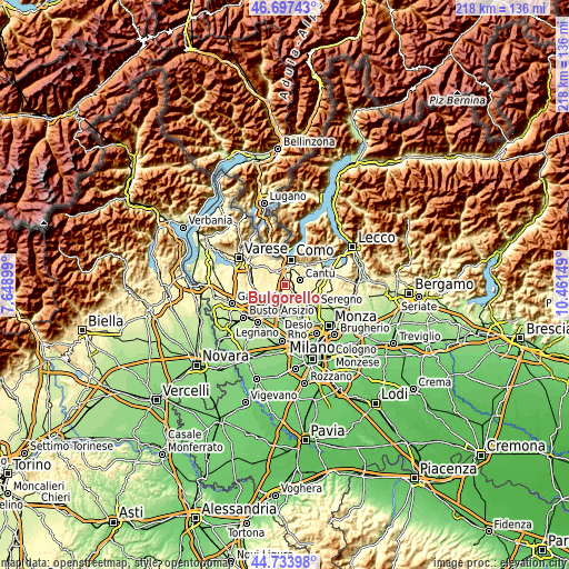 Topographic map of Bulgorello