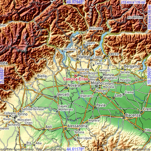 Topographic map of Cascina Elisa