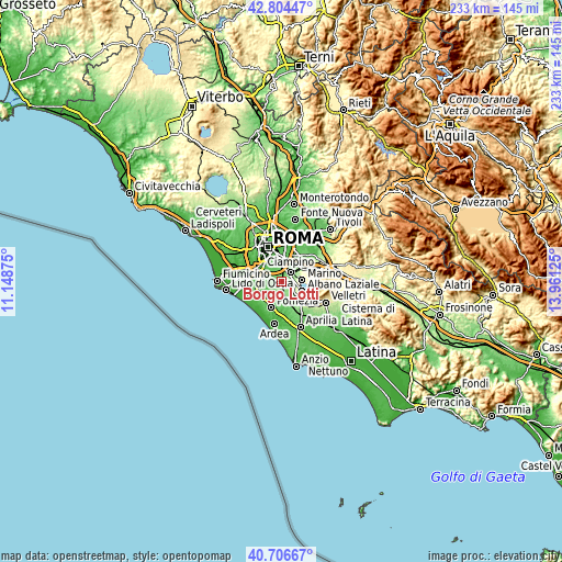 Topographic map of Borgo Lotti