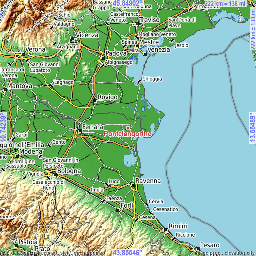 Topographic map of Pontelangorino