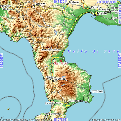 Topographic map of San Nico