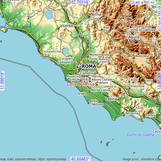 Topographic map of Colle del Pino