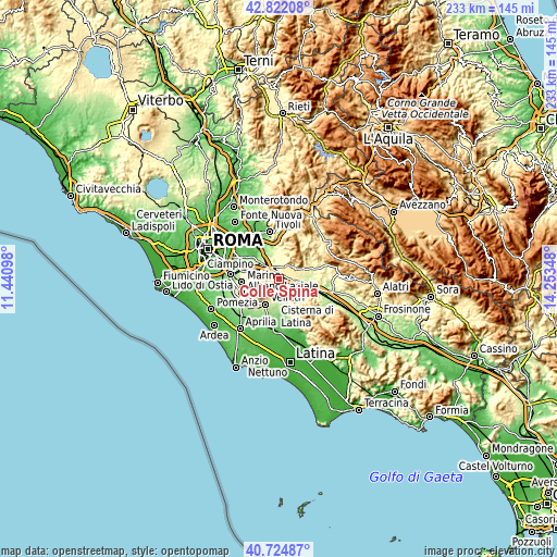 Topographic map of Colle Spina