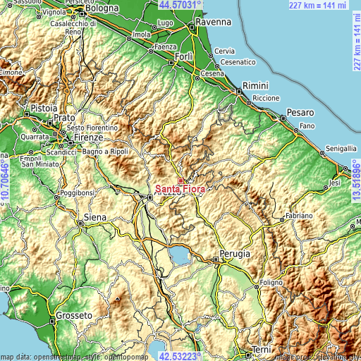 Topographic map of Santa Fiora