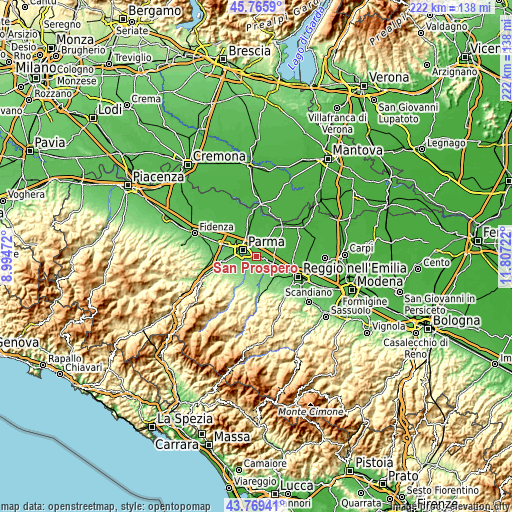 Topographic map of San Prospero