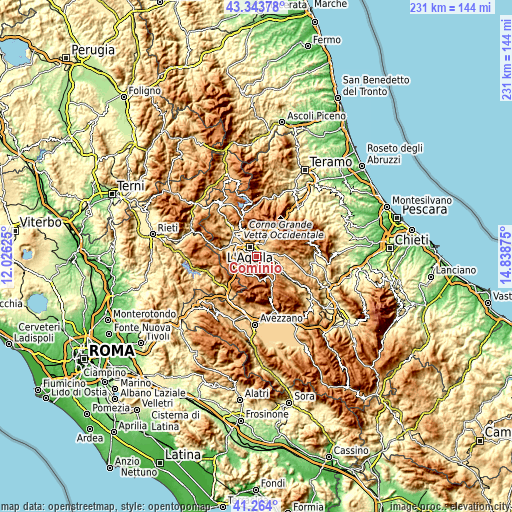 Topographic map of Cominio