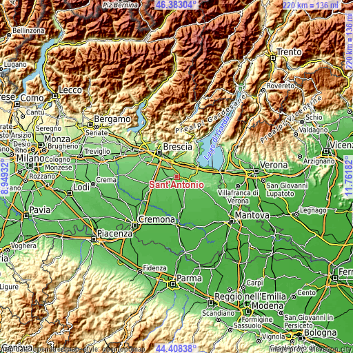 Topographic map of Sant'Antonio