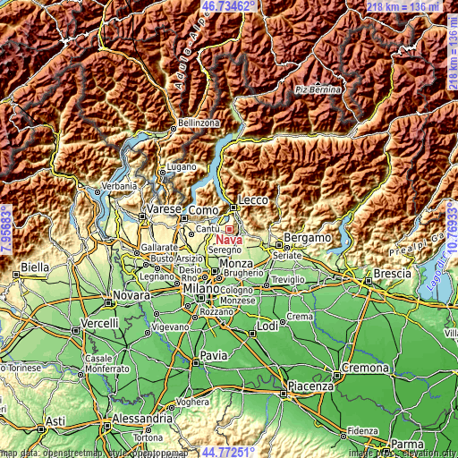 Topographic map of Nava