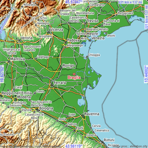 Topographic map of Braglia