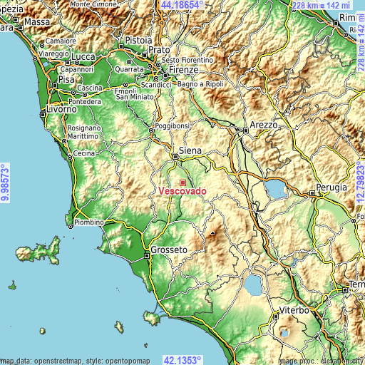 Topographic map of Vescovado