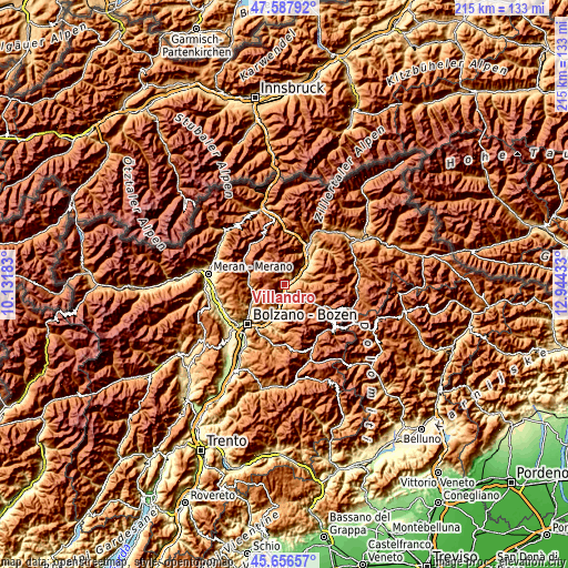 Topographic map of Villandro