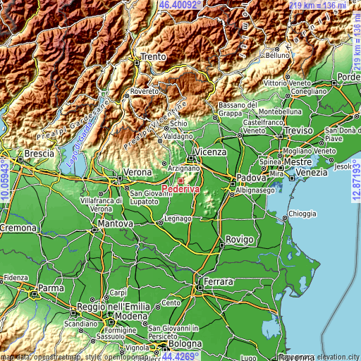 Topographic map of Pederiva