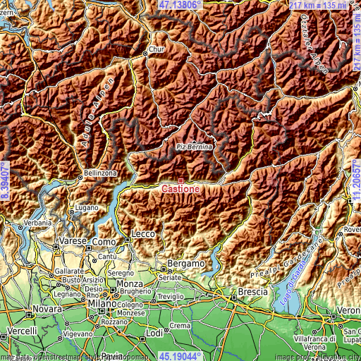 Topographic map of Castione