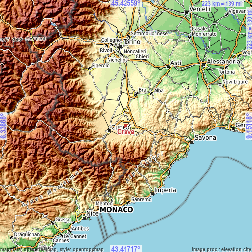 Topographic map of Crava