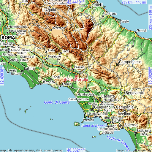 Topographic map of Bivio Mortola