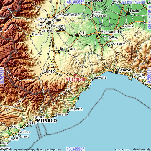 Topographic map of Valzemola