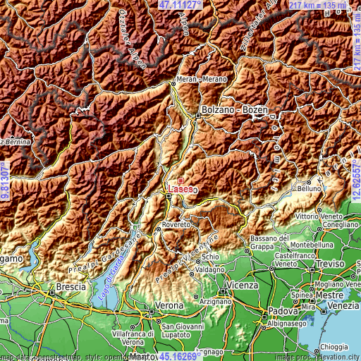 Topographic map of Lases