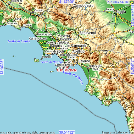 Topographic map of San Michele