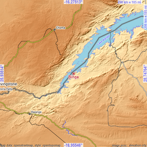 Topographic map of Binga