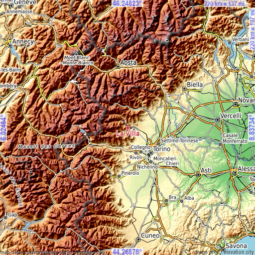 Topographic map of La Villa