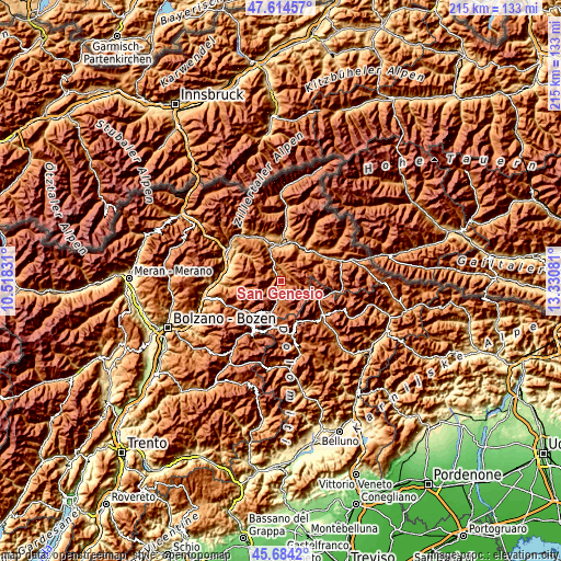 Topographic map of San Genesio