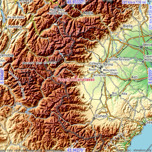 Topographic map of Fleccia-Chianavasso