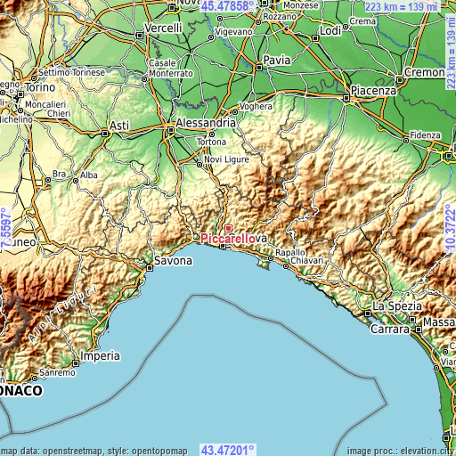 Topographic map of Piccarello
