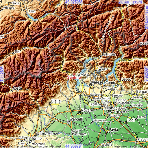 Topographic map of Santino