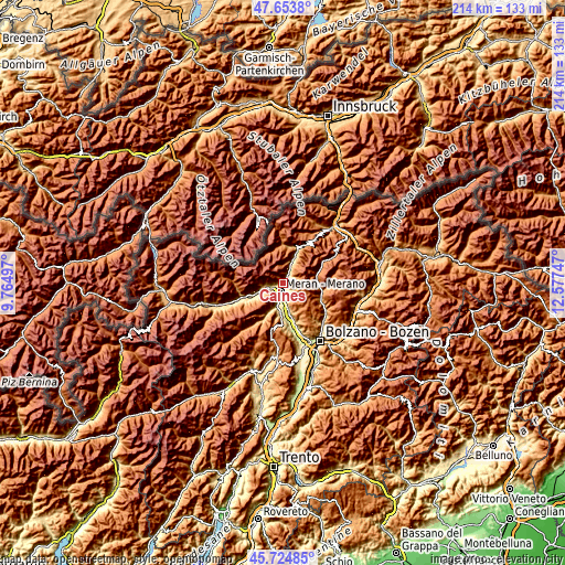 Topographic map of Caines