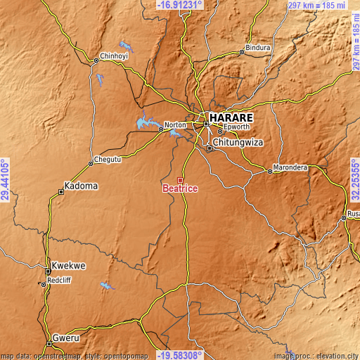 Topographic map of Beatrice