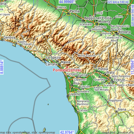 Topographic map of Pontestazzemese